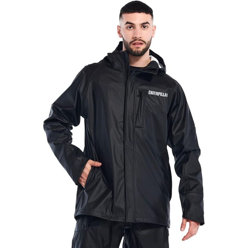 NWT Caterpillar CAT Men Longshore Waterproof Rain Jacket Black XL